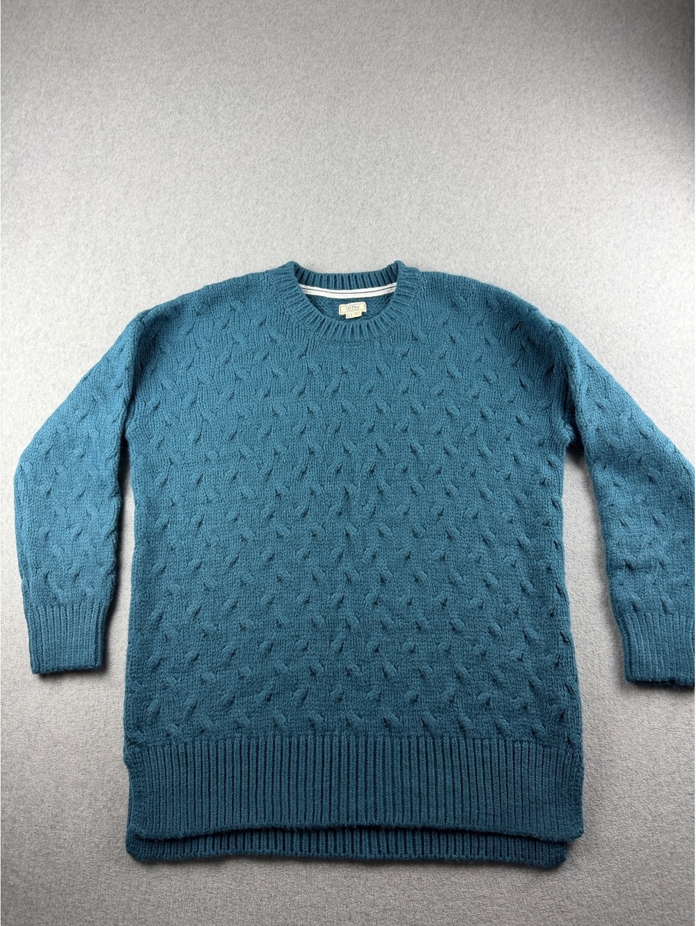 FatFace Cable Knit Sweater Womens 12 Teal Blue Chunky Crew Neck Tunic
